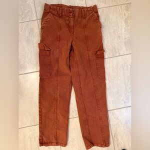 Treasure & Bond Rust Orange Denim Jeans 98% Cotton Straight Leg Cropped Fit Sz 4